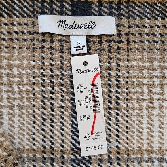 Madewell Flannel Button-Up Shirt-Jacket Womens Size L Do Well Eco Shacket NEW - Picture 12 of 14